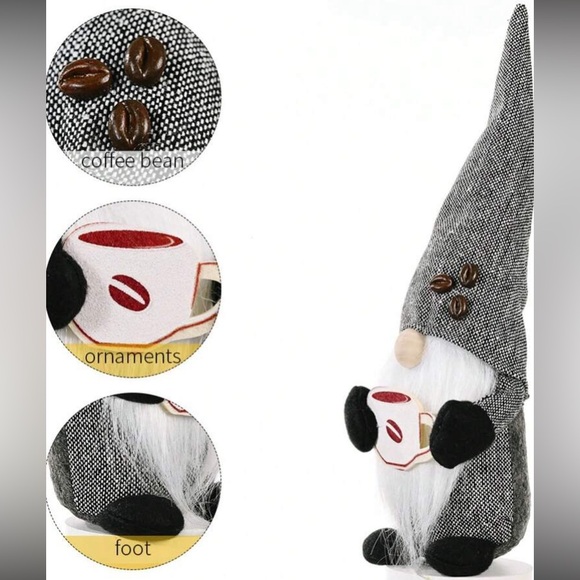 NWT Adorable Adjustable Hat- Gray Coffee ☕️ Gnome Decoration - Picture 4 of 14